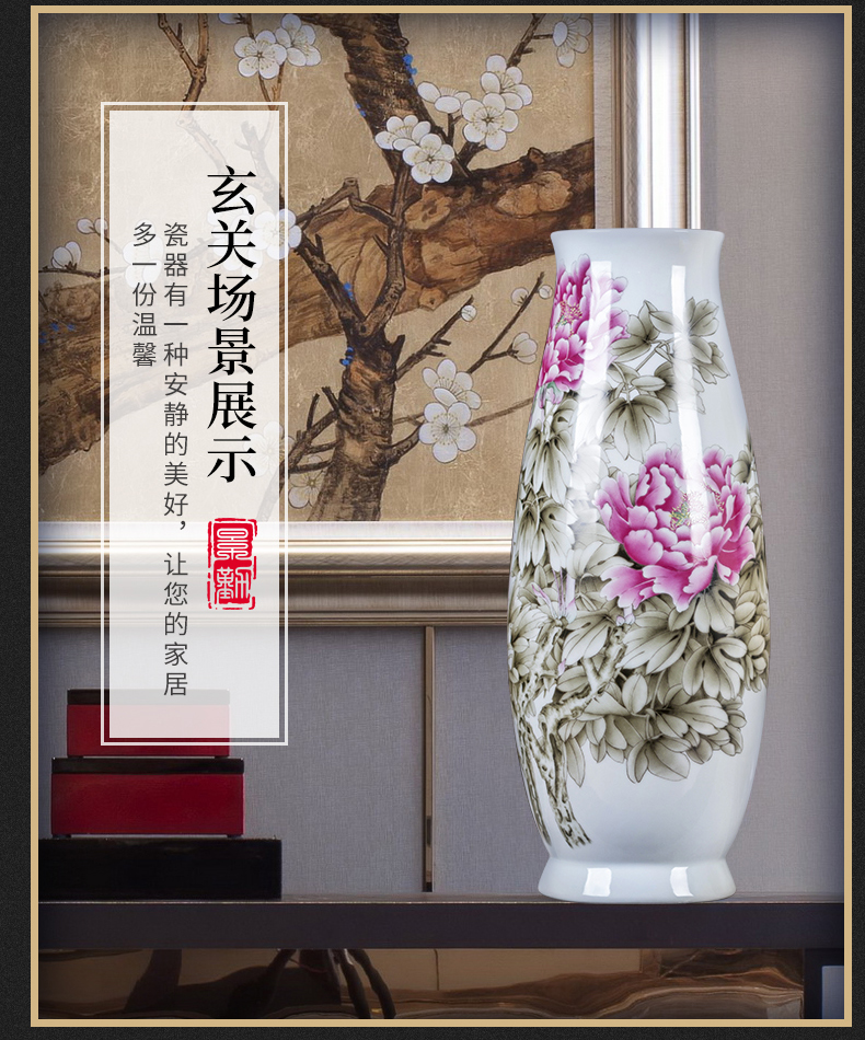 Jingdezhen ceramics vase large famille rose blooming flowers f tube of the sitting room of Chinese style household act the role ofing is tasted furnishing articles arranging flowers