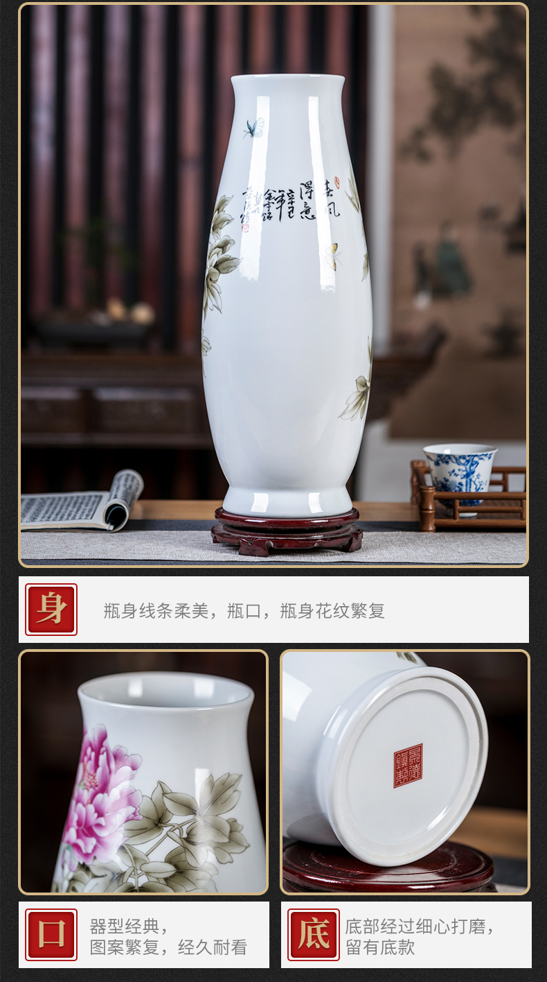Jingdezhen ceramics vase large famille rose blooming flowers f tube of the sitting room of Chinese style household act the role ofing is tasted furnishing articles arranging flowers