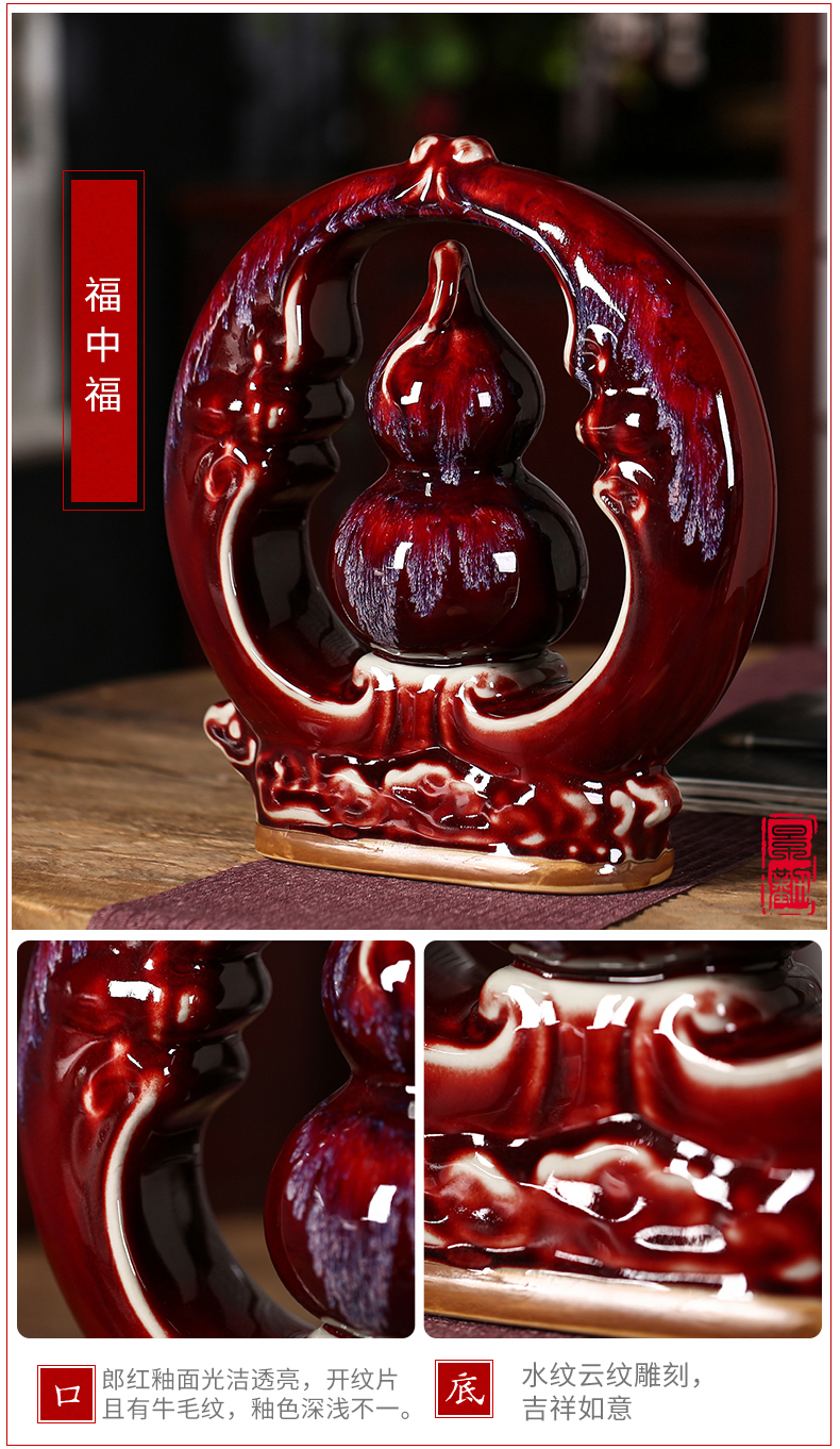 Jun porcelain of jingdezhen ceramics color glaze okho spring ears ruby red vase Chinese domestic act the role ofing handicraft furnishing articles