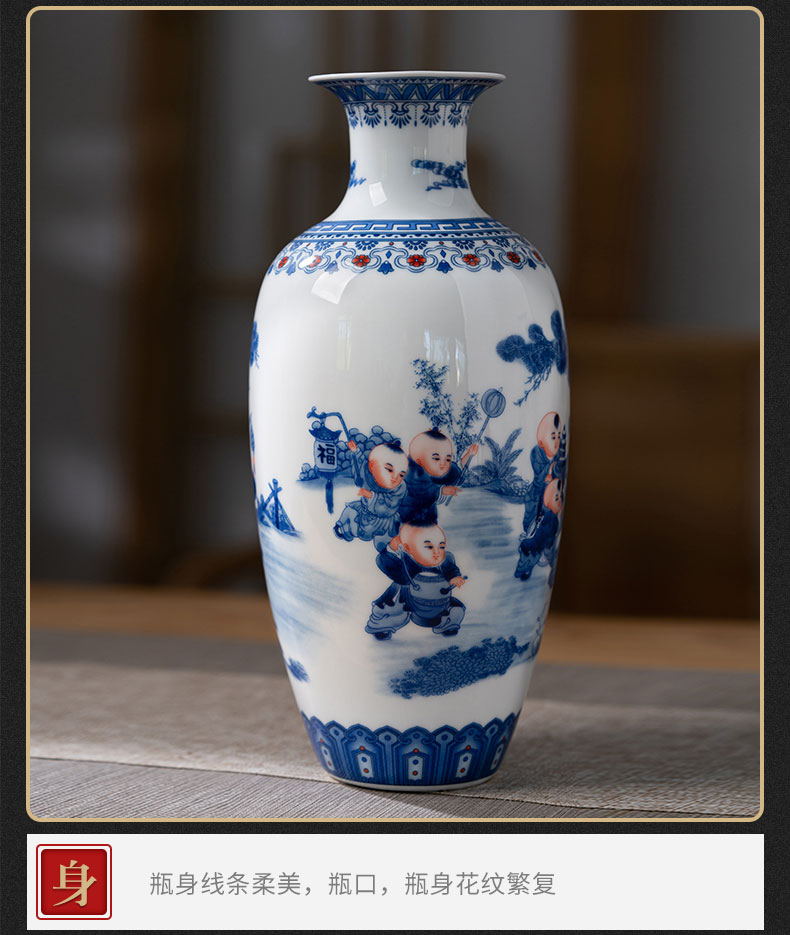 New Chinese style of jingdezhen ceramics powder enamel vase home sitting room porch TV ark, decoration crafts are arranging flowers