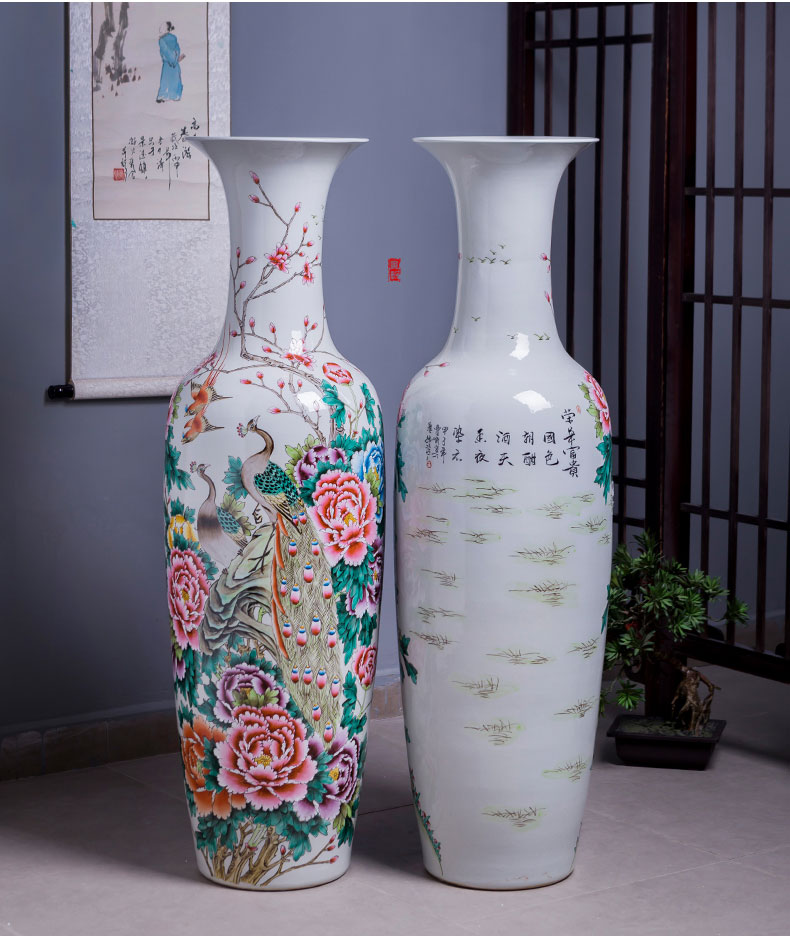 Jingdezhen ceramics hand - made peacock bottles of feng shui hotel sitting room adornment big furnishing articles furnishing articles of large vase