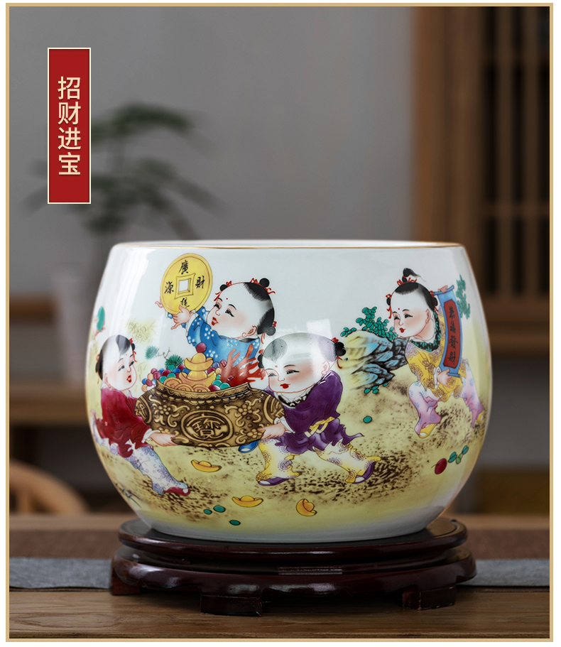 Creative ceramic goldfish desktop furnishing articles home sitting room circulation aquarium fish bowl lotus lotus cylinder