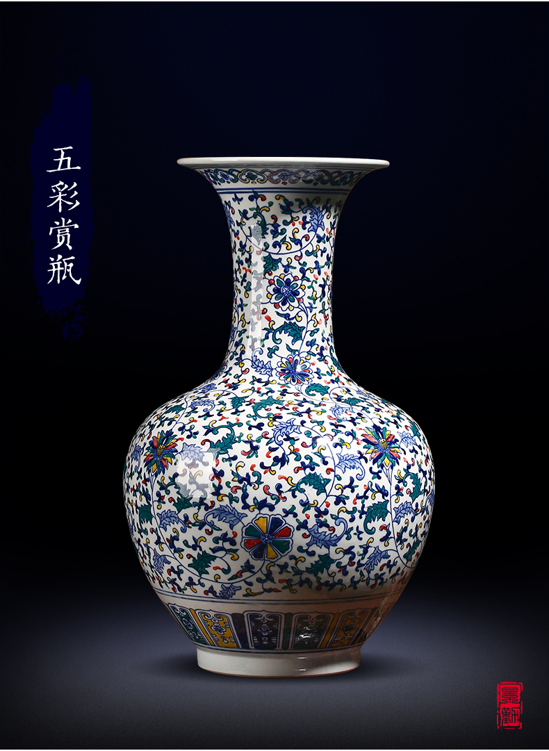 Jingdezhen blue and white porcelain vase hand - made ceramic sitting room antique Chinese style restoring ancient ways furnishing articles study of TV ark, vase