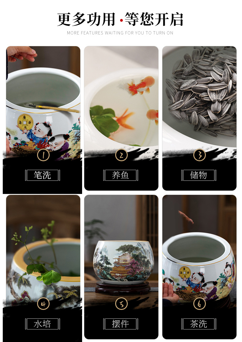 Creative ceramic goldfish desktop furnishing articles home sitting room circulation aquarium fish bowl lotus lotus cylinder