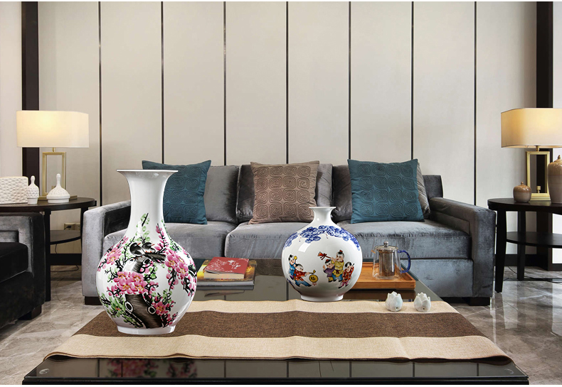 Jingdezhen ceramics vase sitting room adornment hand - made of new Chinese famille rose more than decoration flower arrangement furnishing articles every year