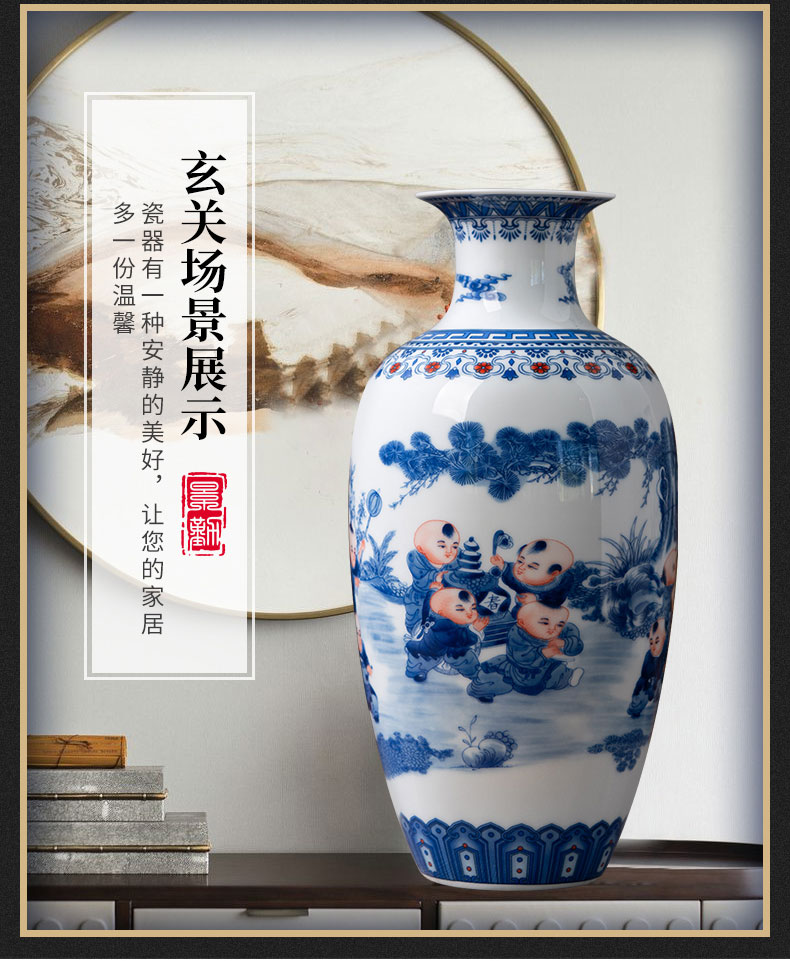 New Chinese style of jingdezhen ceramics powder enamel vase home sitting room porch TV ark, decoration crafts are arranging flowers