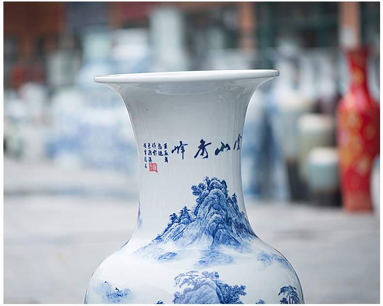 Jingdezhen ceramics glaze under the color blue and white porcelain vase jiangshan jiao sitting room more household handicraft furnishing articles