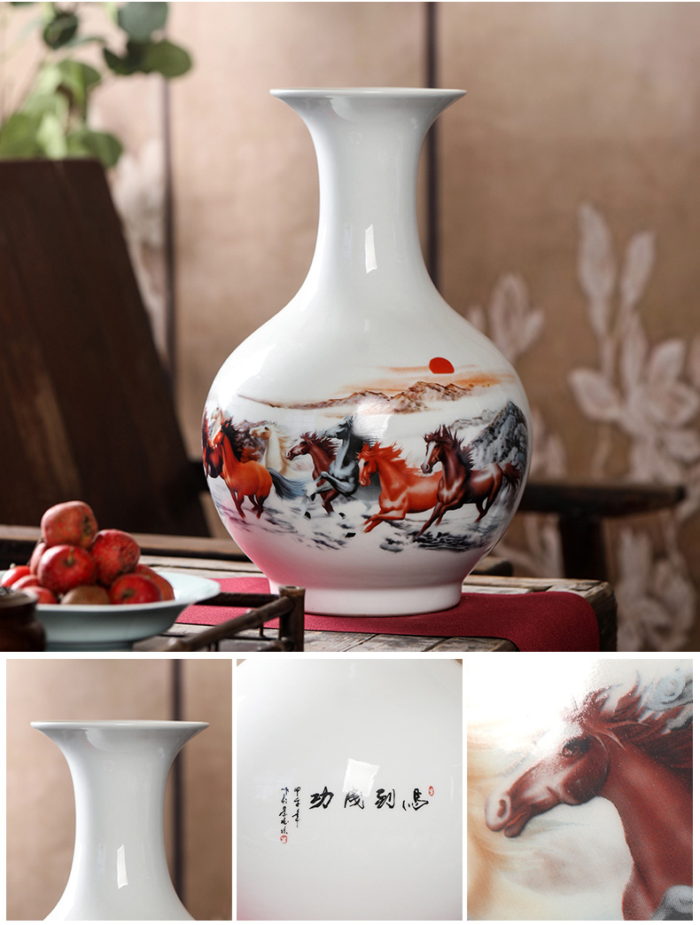 Jingdezhen ceramics vase sitting room place flower arranging dried flower vase decoration in modern home decoration process