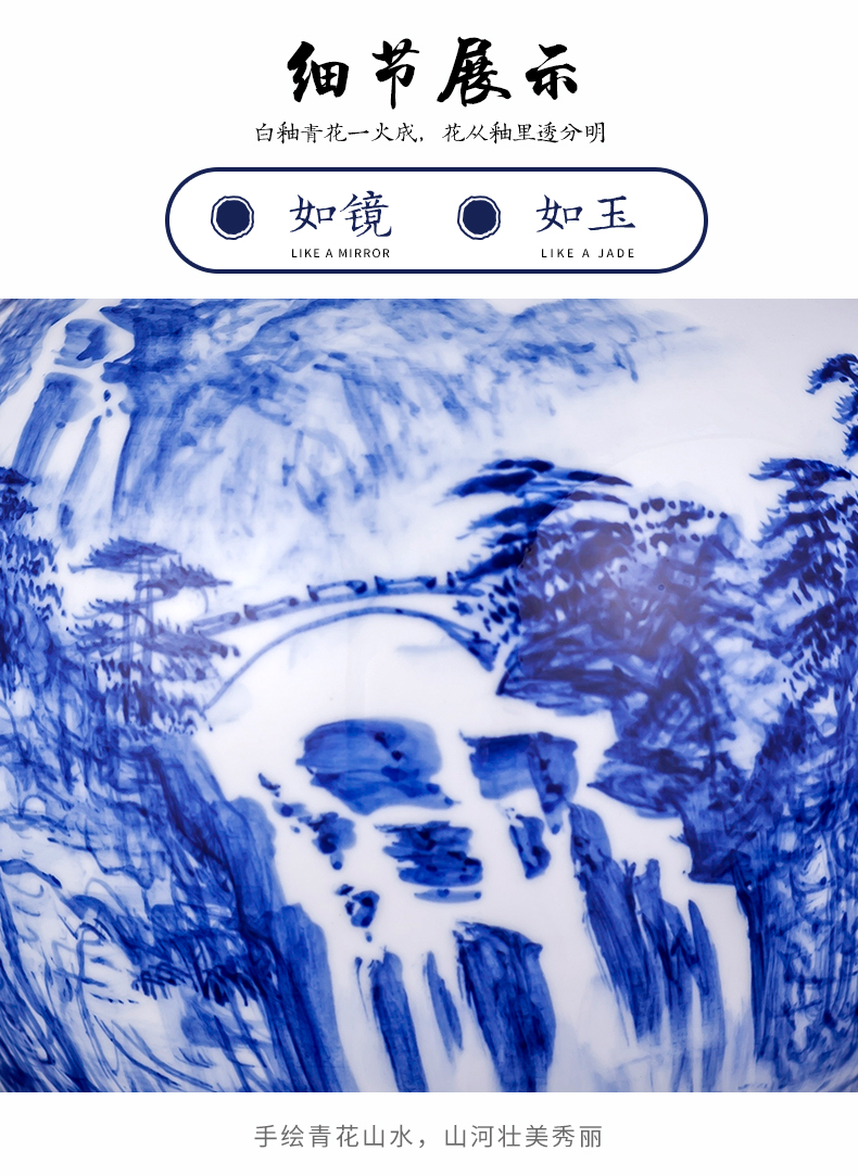 The Master of jingdezhen famous blue and white ten catties outfit Wu Wenhan hand - made ceramic terms bottle 10 jins jars jugs seal