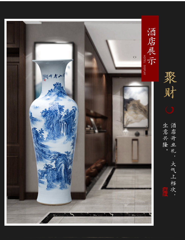 Jingdezhen ceramics glaze under the color blue and white porcelain vase jiangshan jiao sitting room more household handicraft furnishing articles