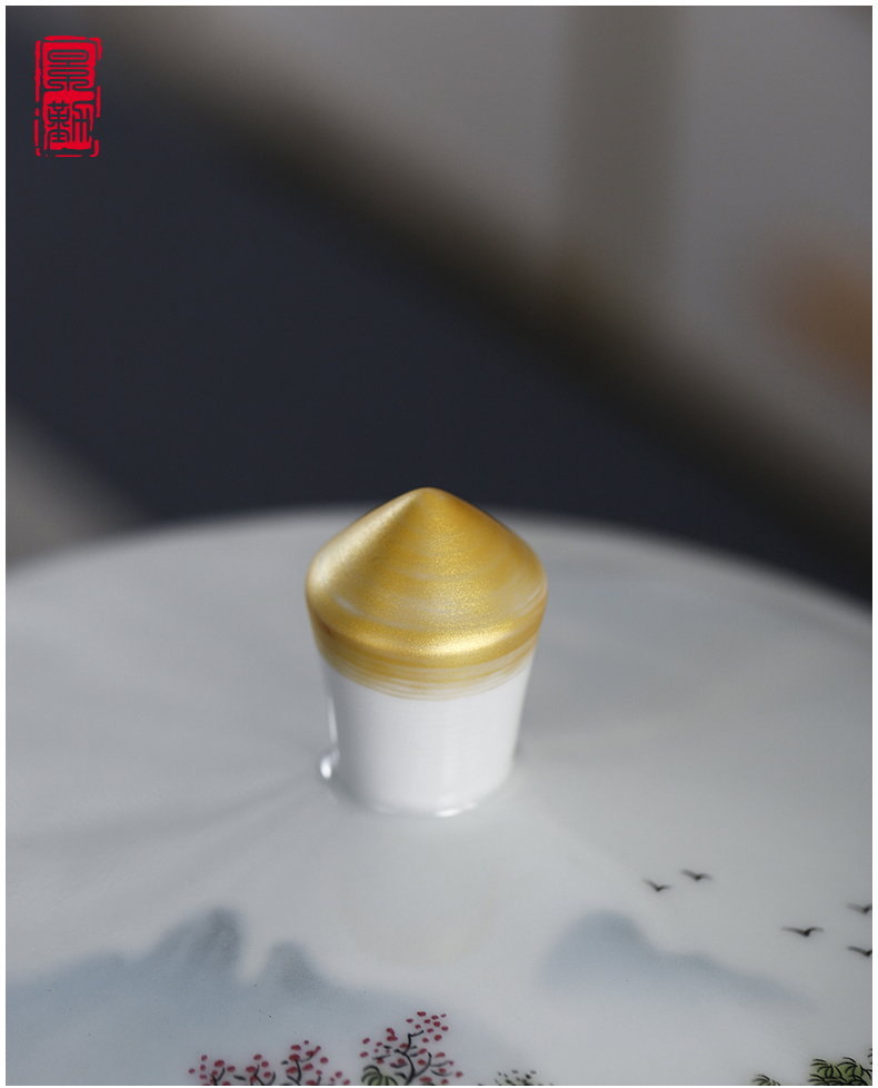 Jingdezhen ceramic storage tank hand by hand with cover Chinese medicine food rice, cooking pot grain tea pot