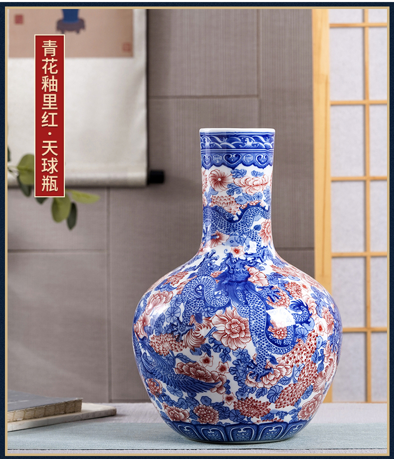 Restoring ancient ways of jingdezhen ceramic vases, youligong blue double ears to watch the sitting room porch decorate household furnishing articles