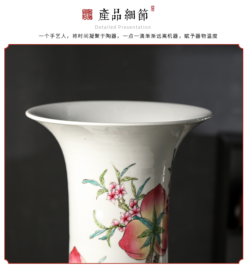 Jingdezhen ceramic floor big vase archaize manual powder enamel sitting room furnishing articles furnishing articles hotel decoration