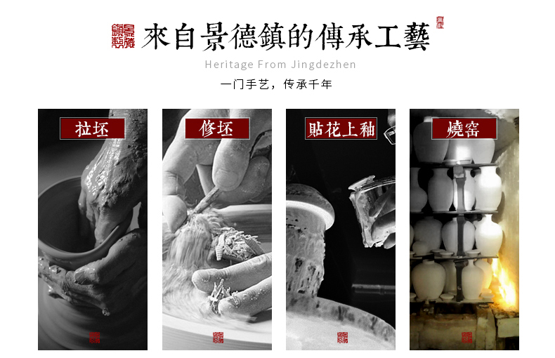 Jingdezhen ceramic storage tank hand by hand with cover Chinese medicine food rice, cooking pot grain tea pot