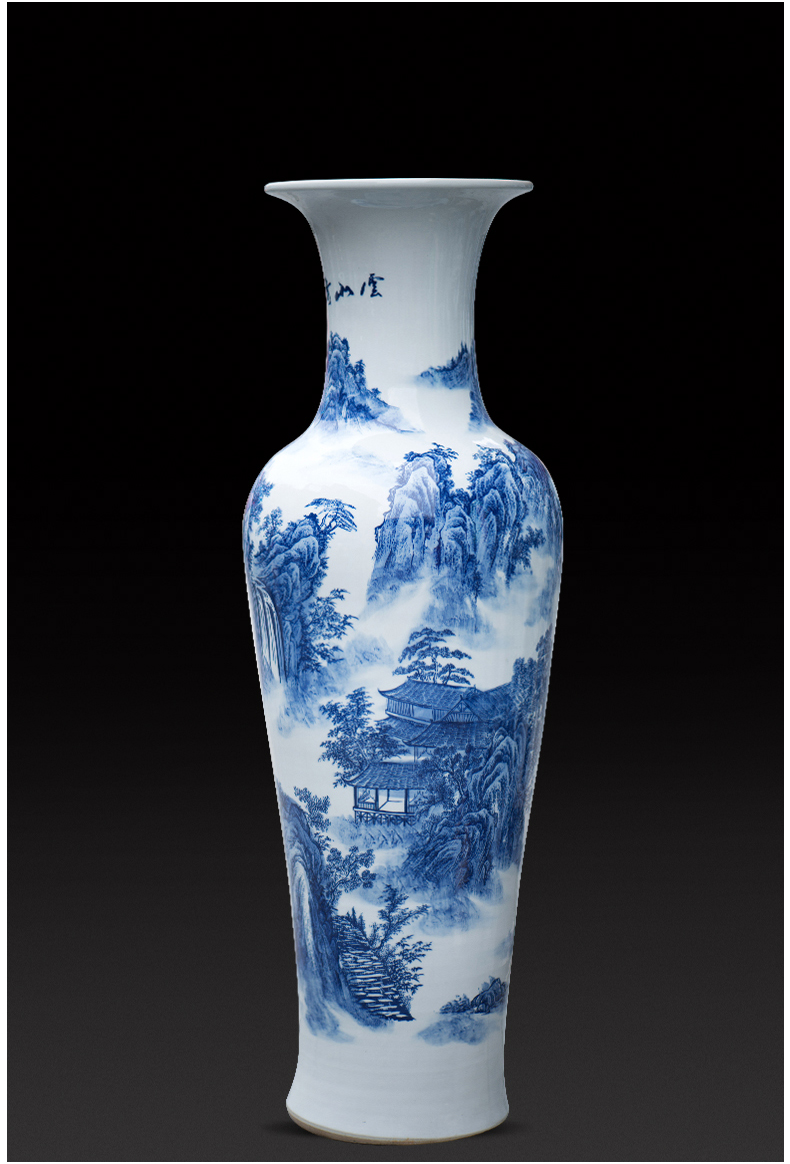 Jingdezhen ceramics glaze under the color blue and white porcelain vase jiangshan jiao sitting room more household handicraft furnishing articles