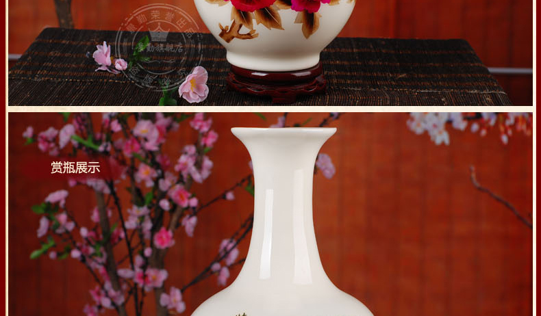 Jingdezhen ceramic vase landing China red peony straw vase, home act the role ofing crafts living room set