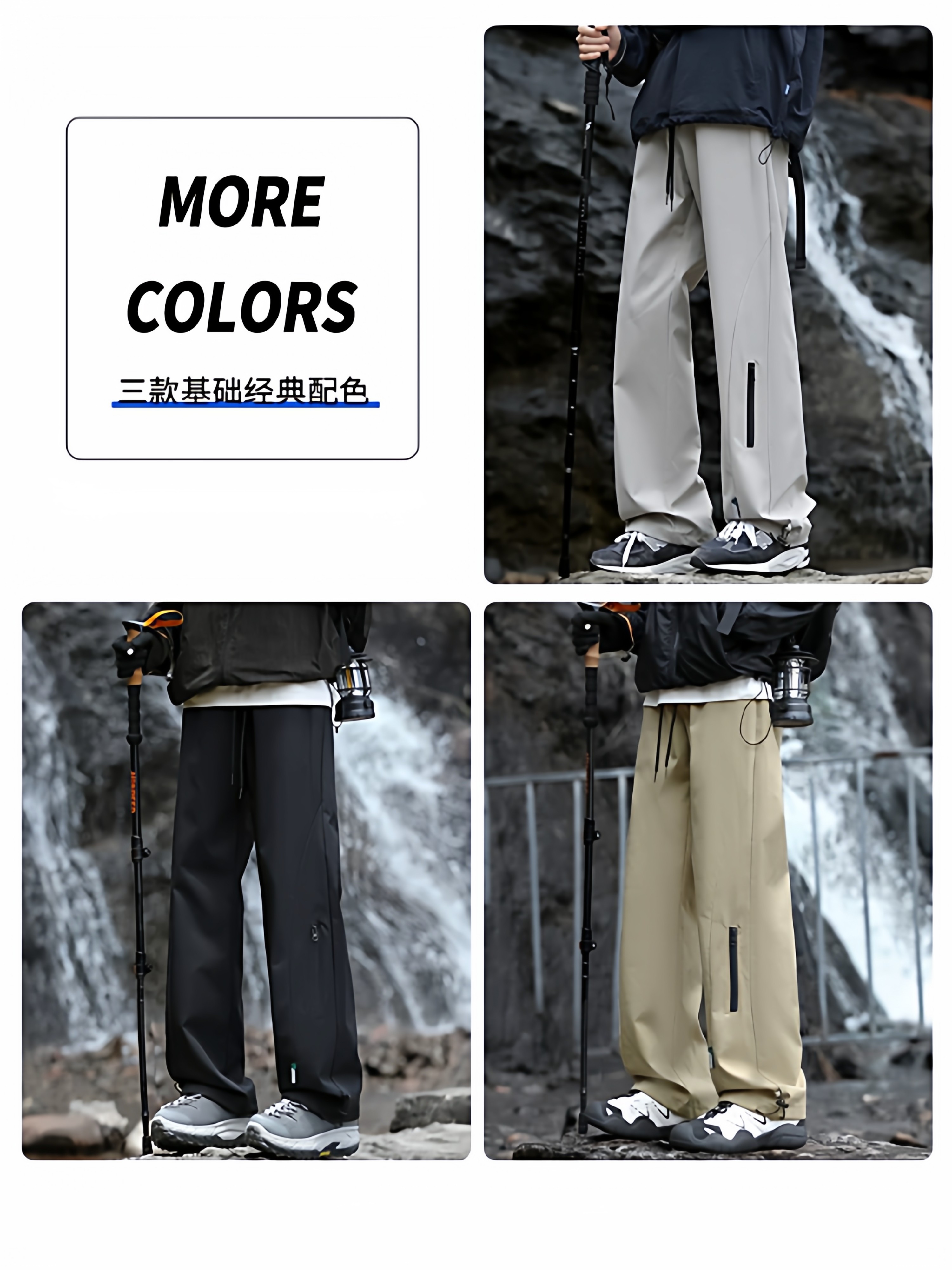 Windproof and Waterproof Women's Autumn and Winter Loose Straight-Leg Large Size Fleece-Lined Casual Outdoor Hiking Paratrooper Cargo Pants