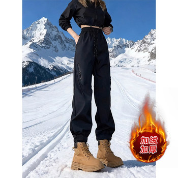 Northeast -40 Degree Fleece-Lined Thickened Jogger Pants for Women, Winter Waterproof and Windproof Ski Pants, Cold-Proof Work Pants