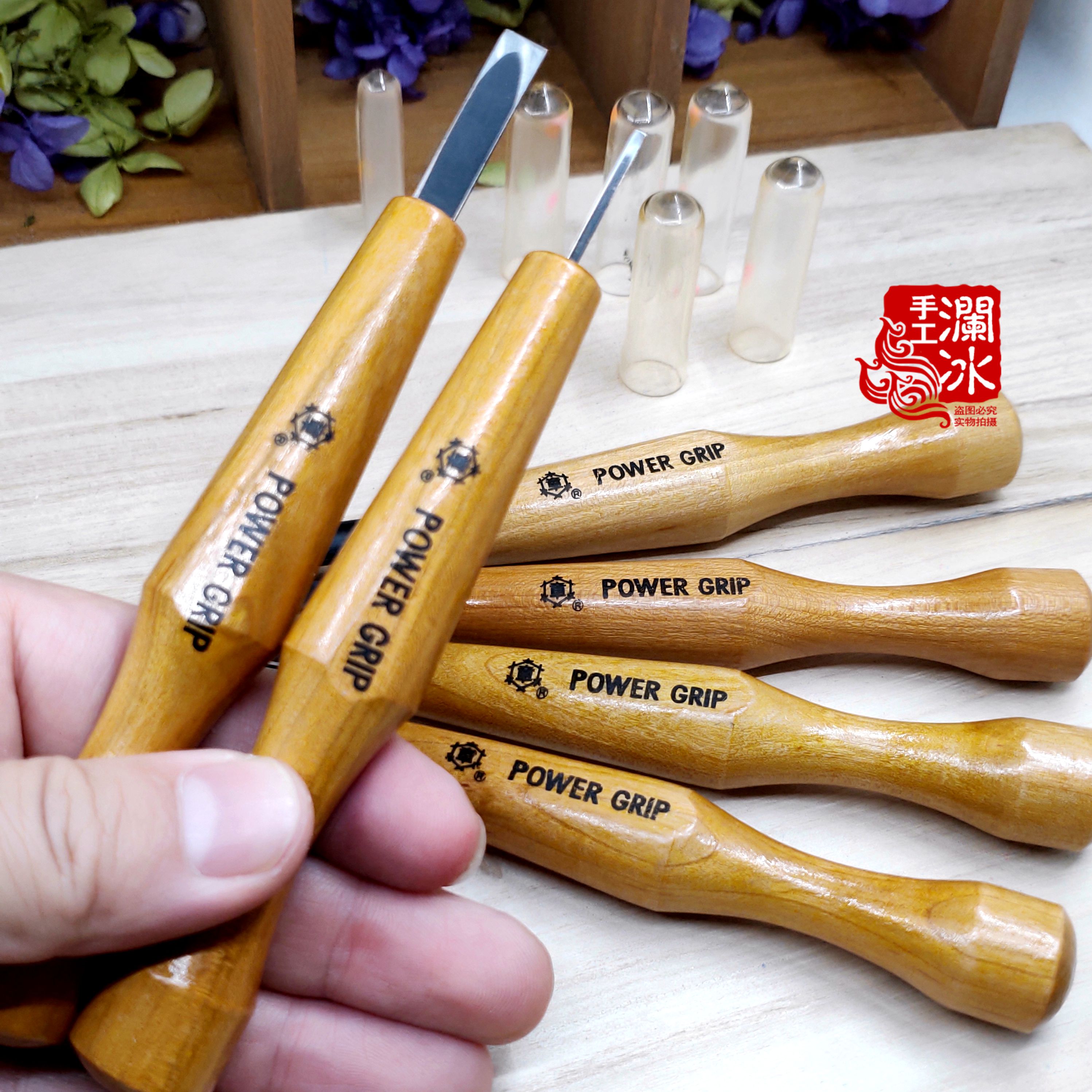 Japan POWER GRIP THREE WOOD PRINTS Engraving Knife Wood Carving Knife Rubber Stamp Engraving Knife Flat Leave White