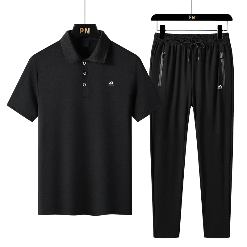 2025 New Summer Sports Suit for Middle-Aged Men, Casual Ice Silk Short-Sleeved Quick-Drying Fashionable Trendy Suit 2025 New Summer Sports Suit for Middle-Aged Men, Casual Ice Silk Short-Sleeved Quick-Drying Fashionable Trendy Suit