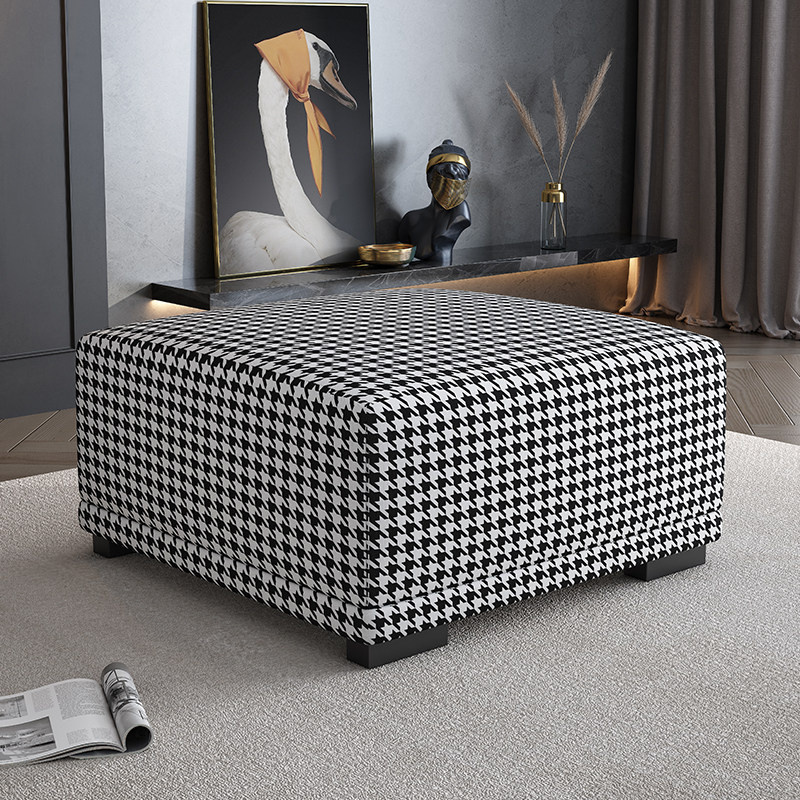 Simple modern living room houndstooth fabric sofa stool foyer shoe change stool designer makeup stool cloakroom stool