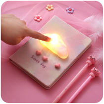 Decompress notebook creative Net Red Hand account girl heart cute powder dreamy good-looking gift decompression with lamp