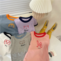 Girl short sleeve T-shirt pure cotton foreign air baby cute baby half sleeve undershirt child summer short T
