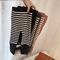 South Korean baby boy hit bottom pants child Han version foreign air baby 100 lap casual pants Boys stripe thickened trousers wool thread