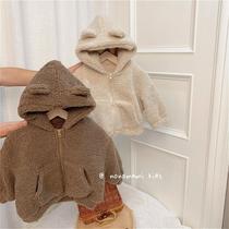 Baby Lamb Fur Coat Autumn Winter Girl Baby Cotton Clothing Foreign Air Clip Cotton Outside Wearing Kiddie Cashmere Child Winter Clothing