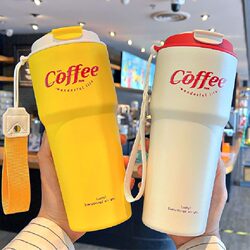 Coffee Cup, Portable Thermos Cup, Good-Looking Travel Cup, Takeaway Cup for Girls, Couples, Men, Students, Cold Water Cup