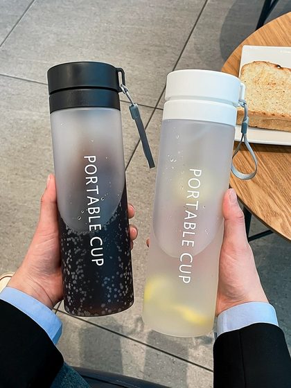夏季韩版带茶隔磨砂大容量塑料杯男女学生情侣刻度便携随手水杯子
