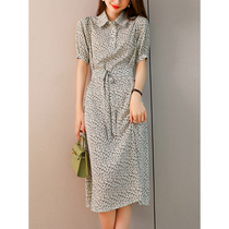 vero sinly summer new temperament to receive a long commuter shirt style short sleeve snowspun dress