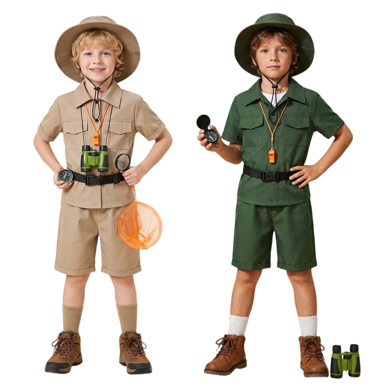 Children's Jungle Explorer Costumes for Boys and Girls, Outdoor Equipment, Safari Kids Animal Handler Costumes