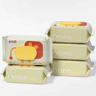 KUB可优比婴儿湿巾手口专用新生儿加大加厚小狮子湿纸巾80抽*5包