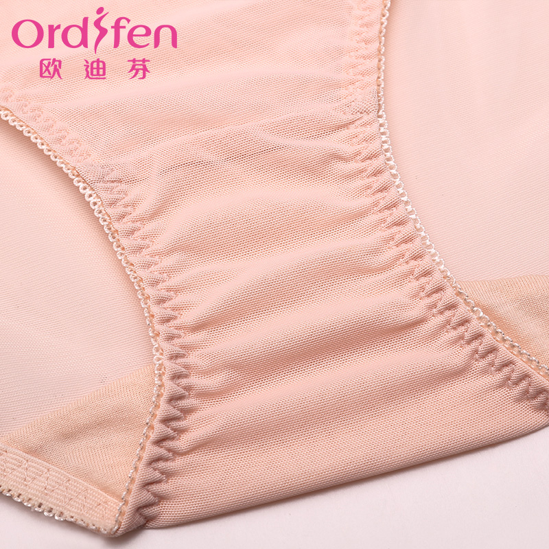 Odiffin trước mảnh ren thấp eo sexy miệng phẳng lưới sợi thoải mái thở quần phẳng góc womens quần lót XP6547.