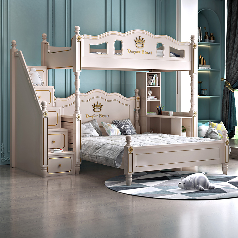 Children's staggered up and down bed Double beds Small family Type solid wood High and low primary and secondary bed Siblings Transphobic Double Bunk Beds-Taobao