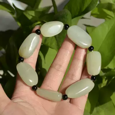 36# Natural Hetian Jade hand big beads follow the shape of men
