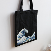 Iji Japan Ukiyo-e Kanagawa Surfing Canvas Bag Gezhao Hokizai Shoulder Environmental Tote Bag Japanese