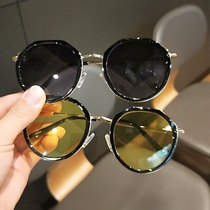 Childrens sunglasses Spring and summer personality Korean version of the round frame color catwalk sunglasses boys and girls baby fashion glasses trend