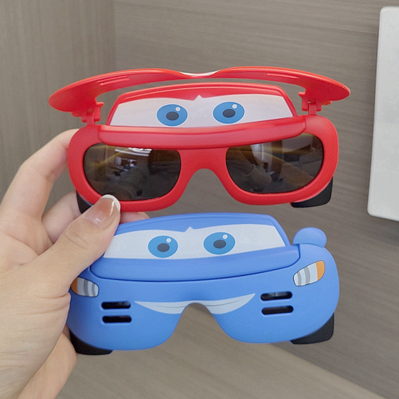 Children's Sunglasses, Polarized, Anti-Uv, Boys and Girls Sunglasses, Baby Cartoon Car Silicone Flip-Up Glasses, Trendy
