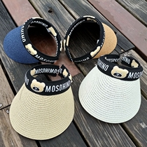 Summer childrens shade straw hat Korean version of the big eave empty top hat Sun hat Parent-child baby cap Male and female childrens hat