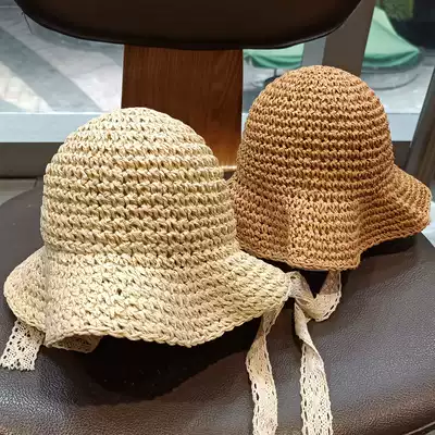 Children's hat Summer little girl handmade fisherman hat 3-year-old boy sunshade straw hat 1-2-year-old baby cool hat travel