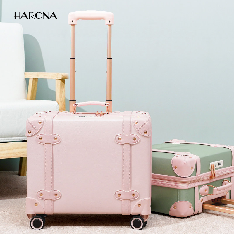 Small suitcase woman 16 inch 18 inch small light den case high face value suitcase small pull-in case male retro