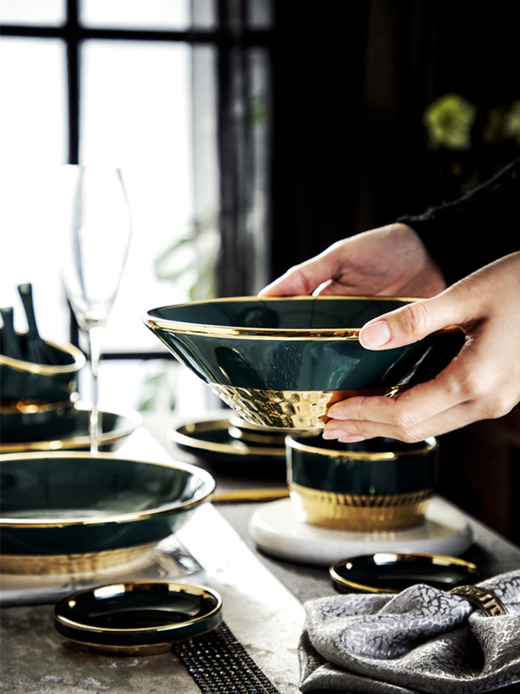 Light key-2 luxury home emerald suit European up phnom penh plate ceramic bowl dish dish bowl web celebrity dinner plate