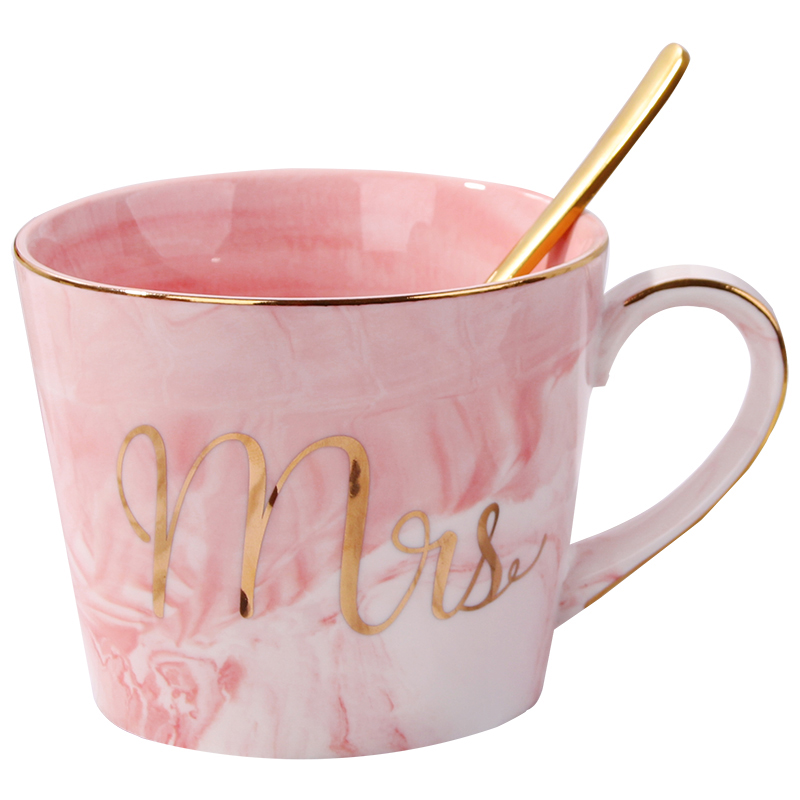 European marble ceramic keller cup couples home coffee cups with cover teaspoons of drinking a cup of office men and women