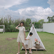 Nini mother womens Chinese style improved cheongsam lace dress Hanfu Young Modern style parent-child dress