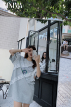 Nini Mom New Donggate Daily Afternoon Tea Gray Lace Lace Lace Lace Layer Kids Clothing