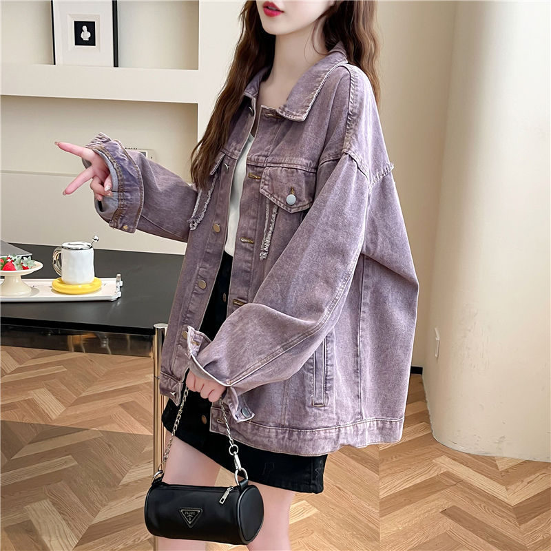 Loose-Fitting Purple Denim Jacket for Women, 2025 New Spring Style, Stylish, Age-Reducing, Versatile, Lazy Style Top