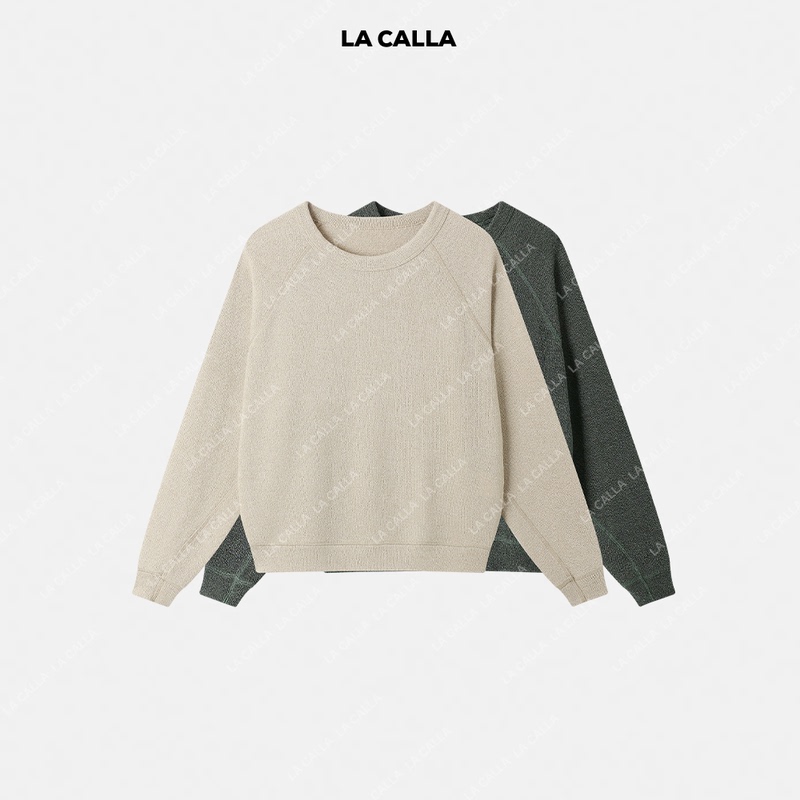 Shen Qiuqiu La Calla Minimalist Raglan Knit Top Autumn and Winter Long Sleeve Pullover Sweatshirt Bl-Am12083