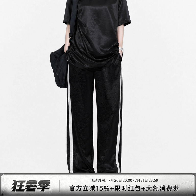 Shen Qiuqiu La Calla100 Acetate Crinkled Minimalist Color-Block Pants Yy-Mp10900